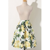 A-line Floral Print Pleated Waist Mini Skirts