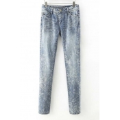 Fashion Snow Washed Five Pockets Jeans