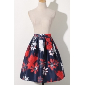 Floral Print Pleated Waist A-line Mini Skirts