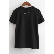Metal Buckle Detailed Round Neck Loose-Fit T-Shirt