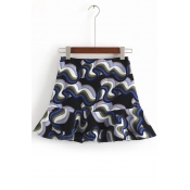 A-line Ruffled Print Mini Skirts
