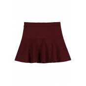 Elastic Waist Plain Flared Skirt/Flippy Skirt