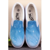 Hand-Painted Blue Sky Platform Sneakers For Women