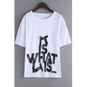 Simple Fashion Round Neck Short Sleeve Letter Print Casual T-Shirts