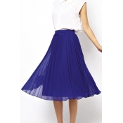 Pleated Chiffon Swing Tea Length Skirt