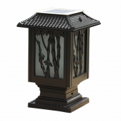 Stylish Bamboo Motif 12 Inches High Solar LED Outdoor Post Mount