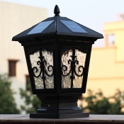 Classic Black Cottage Shape 18'' H Solar LED Lantern Post Light