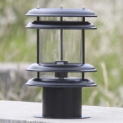 Classic Black 4 Tiers Stylish Outdoor Solar LED Post Lawn Patio Garden Light