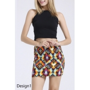 Fashionable Pattern Print Mini Pencil Skirt