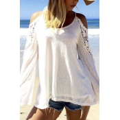 Women's Beach Off Shoulder Long Sleeve Lace Crochet Blouse Shirt Top