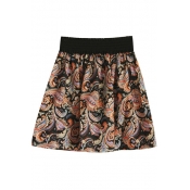 Fashion A-line Paisley Print Gathered Waist Mini Skirt