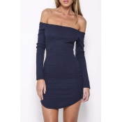 Off The Shoulder Sexy Long Sleeve Backless Bodycon Mini Dress