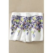 Fashion Women Zipper Fly Floral Print Pocket Back Hot Pants Shorts