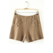 Fashion Women Zipper Fly Horizontal Pintuck Pocket Perfect Fit Shorts