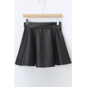 Fashion Women A-line Swing Leather Short Mini Skirt