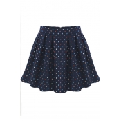 Fashion Women A-line Polka Dot Print Pleat Swing Short Mini Skirt