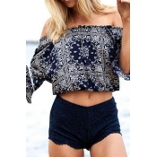 Women's Sexy Off the Shoulder Crop Blouse Top