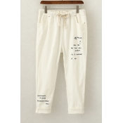 Fashion Letter Print Casual Tapered Pants