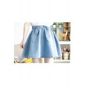 Sweet Plain A-Line Denim Mini Skirts