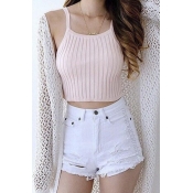 Thick Cable Rib Knit 90s Inspired Tank Top (Crop Waist Style)