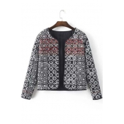 Women's Round Neck Embroidered Long Sleeve Cardigan