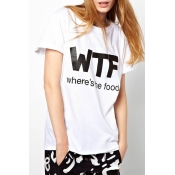 Cool Short Sleeve Round Neck Letter Print Casual Tee