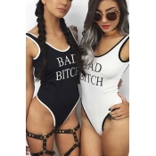 Summer Fashion Women One Piece Letter Print Sexy Swimwear