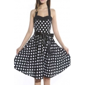 Halter 50s Rockabilly Polka Dots Audrey Dress Retro Cocktail Dress