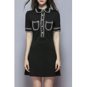 Women's Lapel Accept Waist Cultivate One's Morality Show Thin Dress