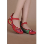 Women's Floral Embroidered Round Head Flat Shoes