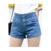 Womens High Waisted Denim Shorts with Pockets