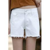 Women's Simple Plain Tassel Shorts