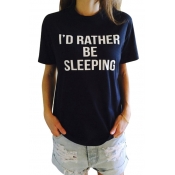 Women's Simple Letter Print Causal Short Sleeve T-shirt