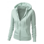 Women's Basic Solid Warm Casual Zip-Up Hoodie Jackets in Colors