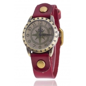 New Arrival Unisex Vintage Style Star Print Dial Leather Band Watch