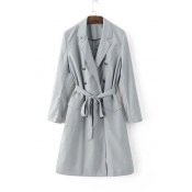 New Arrival Double-Breasted Notched Lapel Long Trench Coat