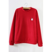 Fashion Embroidered Detail Christmas Pullover Sweatshirt