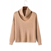 New Fashion High Neck Sweater with Cut Out
