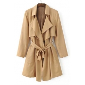 Notched Lapel Tie Waist Trench Coat
