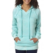 Women's Hooded Pullover Cotton Blend Sweatshirt with Kangaroo Pocket