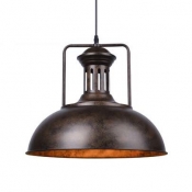 Rust/Gray Single Light Bowl Shape 16'' Wide LED Pendant Lamp