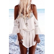 Women's Sexy Cold Shoulder Lace Detail Casual Romper
