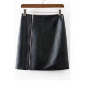 Fashion High Waist Bodycon Mini PU Skirt with Zipper