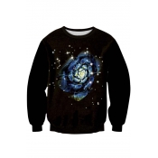 Unisex Fashion Floral Print Round Neck Pullover Sweatshirt S-XL