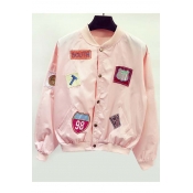 New Arrival Fashionable Patch Detail Letter Print Baseball Jacket