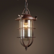 Nautical Style 1 Light LED Mini Pendant Light in Antique Copper Finish