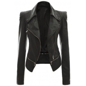 Women's Faux Leather Motorcycle Power Shoulder Jacket