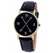 Unisex Fashion Concise Compass Dial Leather Band Quartz Watch