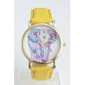 Women's Fashionable Elephant Printed Dial Quartz Watch