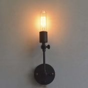 Simple Black One Light Wall Sconce Adjustable LED Wall Lighting